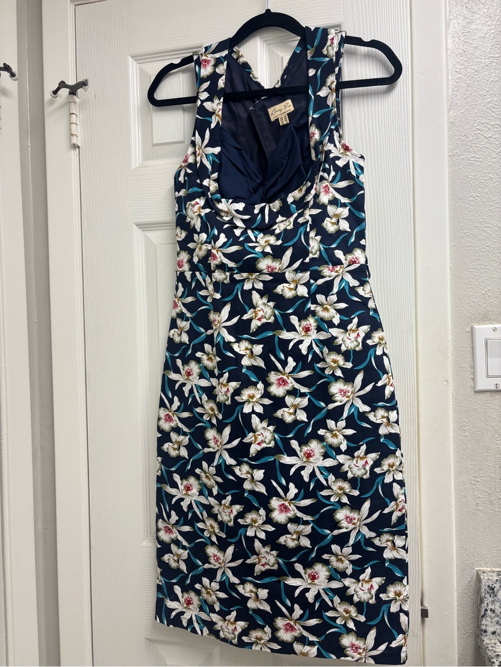 Lindy Bop Navy Floral Sleeveless Cocktail Dress